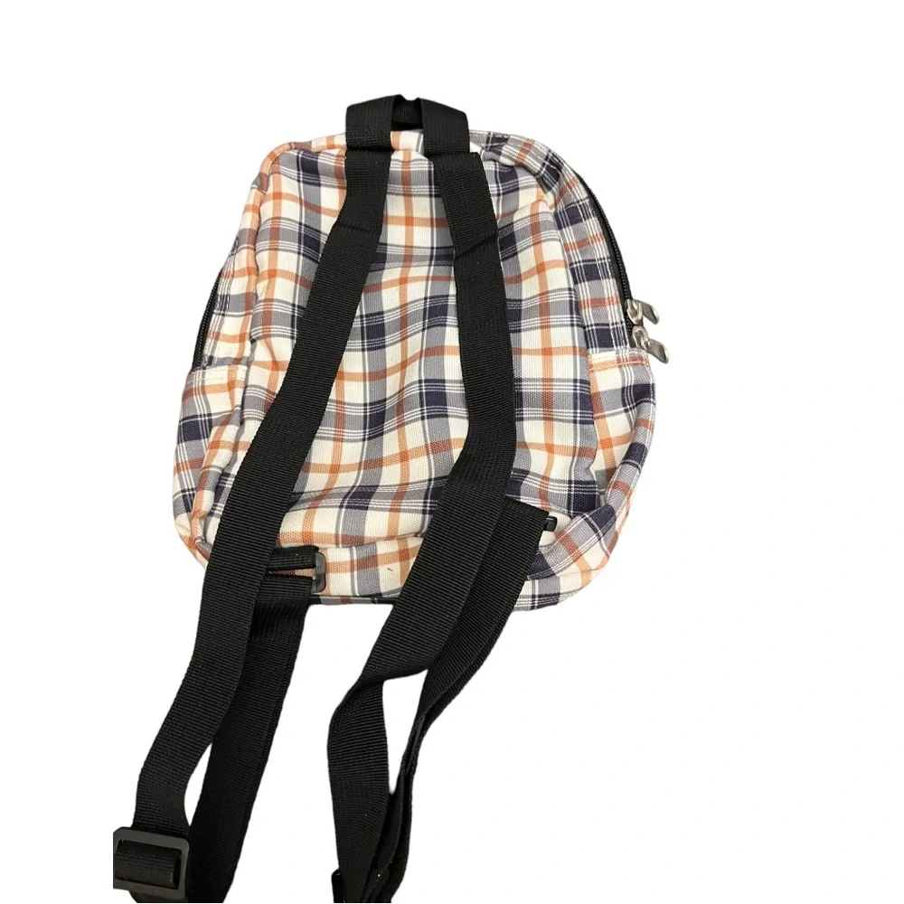 Kids Toddler Plaid Mini Backpack Tan Navy Cream Bookbag